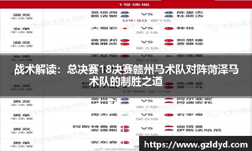 战术解读：总决赛18决赛赣州马术队对阵菏泽马术队的制胜之道